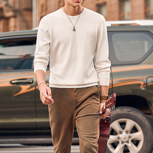 Jersey de cuello redondo de invierno bordado personalizado Jacquard tejido Cachemira manga larga suéteres gruesos para hombres - Product Image 2