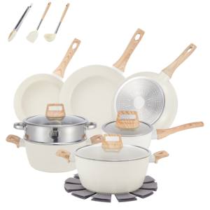 Batterie de cuisine antiadhésive en <span class=keywords><strong>aluminium</strong></span> moulé sous pression et en granit 17 pièces <span class=keywords><strong>sans</strong></span> <span class=keywords><strong>PFOA</strong></span> - Product Image 1