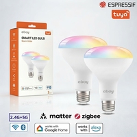 Ampoules LED intelligentes pour la maison, E26 BR30 RGBCW 8W 750LM ETL CEC Tuya Wifi, compatibles avec Alexa et Google App, à intensité variable