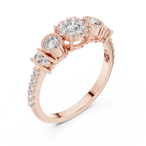 Bague en or rose sertie de diamants, bijou élégant et brillant pour femme, idéale pour un mariage, une fiançaille, un cadeau ou la mode quotidienne - Product Image 2