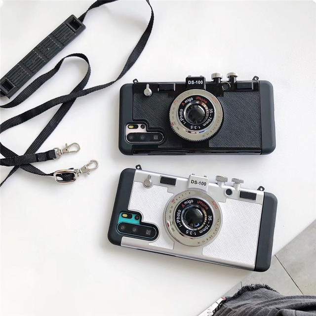 Emily in Paris 3D Retro Camera Case for iPhone 14 ProMax 13 12 11 Pro Max X XR XS Max 7 8 Plus Lanyard Camera Shockproof Cover I
