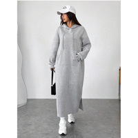 Robe décontractée à capuche et manches longues pour femme, coupe ample, couleur unie, style long, tendance, look sweat-shirt, automne-hiver, ODM OEM