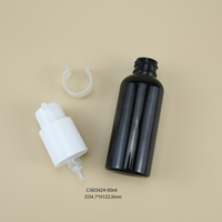 Flacon en PET ambré foncé de 30 ml et 60 ml avec pompe distributrice en PP, contenant cosmétique pour huile essentielle pour les soins des cheveux et de la peau