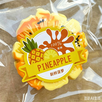 Anti-stress souple et anti-anxiété, en forme de tranche d'ananas, à presser, avec paillettes, pour la décompression