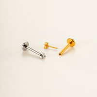 Piercing labret sans filetage de qualité implant, FL136, en titane G23, à dos plat, pour enfants