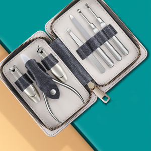 Kit professionnel de manucure et pédicure en acier inoxydable, coupe-cuticules, étui en cuir zippé, ensemble d'outils de soin des ongles - Product Image 1