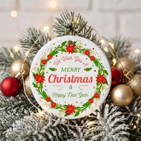 Ornement en céramique à sublimation vierge, imprimable par transfert thermique, décoration ronde de Noël à suspendre