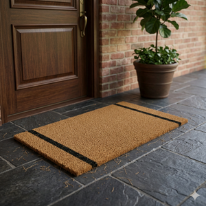 Tapis de porte en fibre de coco, carré, rayé, écologique, noué à la main, avec support en latex, pour la maison et l'hôtel, extra épais, style moderne - Product Image 2