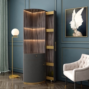 Luxury Living Room Home Furniture LED Light <strong>Corner</strong> Bar Wine <strong>Display</strong> <strong>Cabinet</strong> - Product Image 4