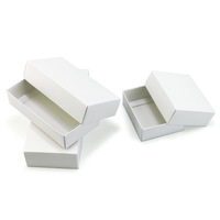 Boîte cadeau tiroir en carton blanc carré avec couvercle Ciel et Terre, personnalisable avec logo imprimé
