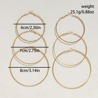 3 paires de boucles d'oreilles avec différents motifs et tailles, style tendance, vente en gros N25384