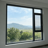 Ventanas Abatibles Modernas de Aleación de Aluminio Negro Yuantai con Doble Vidrio Templado para Baño, Uso en Casa/Villa