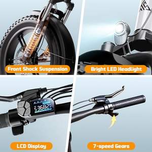 Bicicleta Eléctrica Plegable Alemana F008 de 20 Pulgadas, 48V 250W 15Ah, Neumáticos Gruesos, Bicicleta Eléctrica Urbana, Precio de Fábrica con Envío Directo desde la UE - Product Image 4