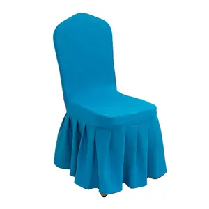 Universal Spandex Chair slipcover Wedding decoration chair back cover with two optional large skirt and pleats