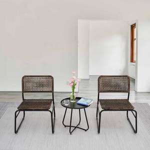 Factory Sale 3-Piece Modern <b>Wicker</b> Bistro <b>Furniture</b> Set PE Rattan Bistro Set for Outdoor Balcony Porch <b>Garden</b> Backyard - Product Image 1