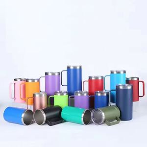 24 oz Coffee <b>Mug</b> Stainless Steel Double Wall Vacuum <b>Insulated</b> Tumbler with Handle, Lid - Product Image 2