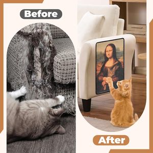 Tapis griffoir pour chat rectangulaire, à fixer au mur, pour usage intérieur, 23,6 x 15,7 pouces, protège canapé/tapis, fixation par crochets et boucles - Product Image 4