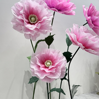 Bunga Peony Berlapis-lapis Warna Pink Bunga Buatan Tangan Dekorasi Bunga Raksasa untuk Lanskap Bunga Artifisial