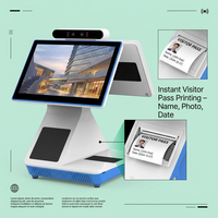 KMS Access Control System for Office Hotel Campus Visitor Check in with Dual Screen Face Recognition QR Code NFC and Printer