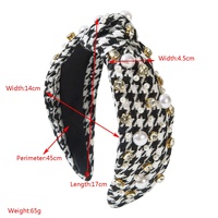 Daou – Grand bandeau de 17 cm avec perles, couleurs unies, motif écossais, élégant, orné de strass en verre, accessoires de luxe pour cheveux, pour femmes et filles