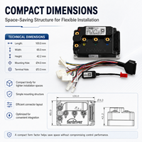 Contrôleur de moteur à onde sinusoïdale CC Fardriver ND72300 MINI12 48V-72V 100/300A pour trottinette électrique, avec fonction de débogage et de programmation