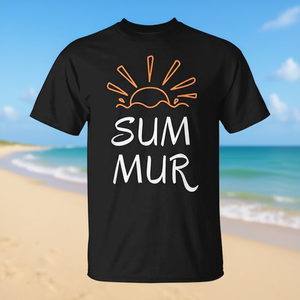 Camiseta de manga corta con cuello redondo unisex para adultos, informal, para vacaciones en la playa, con diseño de sol de verano - Product Image 3