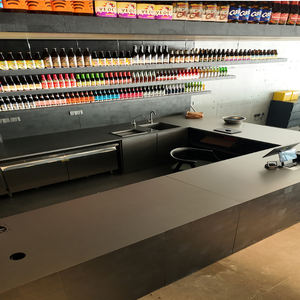 Isla Multi-Nivel de Acero Inoxidable Estilo Americano para Cafetería, Restaurante o Buffet, con Superficie de Mármol y Estante de Almacenamiento - Product Image 5