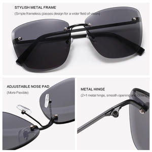 Gafas de Sol Unisex sin Marco, Lentes de PC con Protección UV400, Bisagras de Metal Negro, Almohadillas Nasales Ajustables, Ligeras, para Viajes, Moda y Conducción - Product Image 1