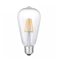 Prix d'usine Ampoule LED à filament Edison ST64 en verre transparent 4W 6W 8W 10W 2200K 2700K 12W 230V 130V avec driver IC, FMT-ST64