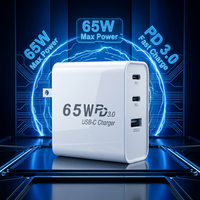 Chargeur GaN 65W, chargeur rapide USB-C PD 65W, prise US, chargeur multi-ports type C QC 3.0 compatible avec MacBook Pro, iPhone, Office