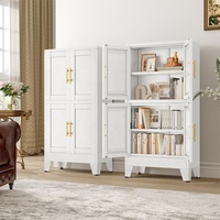 Armoire de rangement polyvalente blanche à 2 tiroirs, style traditionnel moderne, en acier, avec 2 étagères réglables, pour cuisine, garde-manger, chambre, bureau, maison