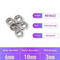 Bearing Bola Alur Dalam MR106ZZ 6x10x3mm Baja P5 Stainless Steel ZZ untuk Motor Brushless, Water Flosser, Perkakas Listrik OEM