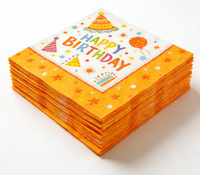 Serviettes jetables écologiques orange vif sur le thème de l'anniversaire pour la décoration de table de fête