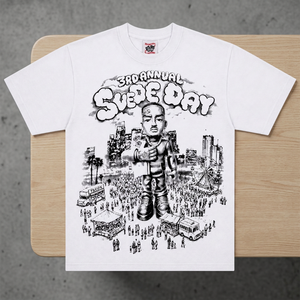 T-shirt pour homme de la 3ème édition du Suede Day, à manches courtes, imprimé, décontracté, blanc, en jersey, coupe classique, col rond - Product Image 3