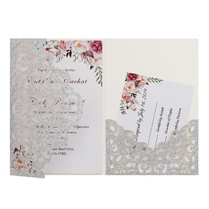 Invitation de fiançailles en papier pailleté, magnifique invitation de mariage, carte de vœux de mariage de style européen, en stock - Product Image 6