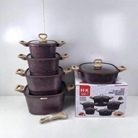 Lot de 10 casseroles carrées en granit antiadhésives effet marbre de 20-32 cm pour la restauration et l'équipement de cuisine - Achat en gros