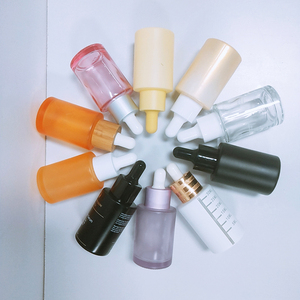 Pink Frosted Wholesale Flat Shoulder 20ml 30ml <b>50ml</b> 60ml 80ml 100 Thick Glass Skincare Serum Hair Oil Glass <b>Bottle</b> With Dropper - Product Image 6