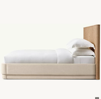 Lit moderne de luxe RH Mulholland avec panneau de rangement réglable, base en tissu, taille King, respectueux de l'environnement