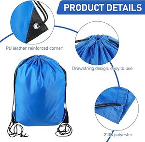 Custom Logo Nylon Draw String Bag Full Color Cinch <b>Backpack</b> Waterproof 210D Polyester Drawstring Bag - Product Image 3