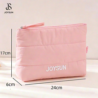 Pochette de voyage imperméable JOYSUN avec logo personnalisé, petite pochette à fermeture éclair, pochette à cosmétiques matelassée en nylon, sac à maquillage rembourré