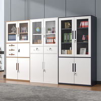 Armoire de classement en acier moderne à 4 portes et 2 tiroirs verrouillables, design contemporain, autoportante, gain de place, idéale pour bureau et hôtel