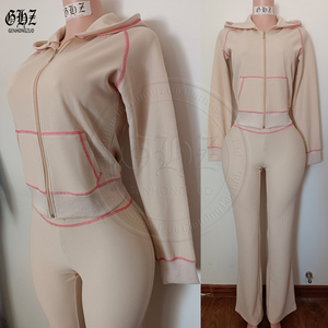 Completo da <span class=keywords><strong>donna</strong></span> in maglia waffle personalizzabile con LOGO 2026 - Tuta sportiva 2 pezzi in <span class=keywords><strong>cotone</strong></span> con felpa con cappuccio e pantaloni jogger - Set loungewear da <span class=keywords><strong>donna</strong></span> - Product Image 4