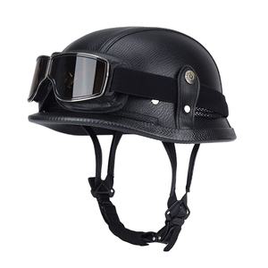 หมวกกันน็อคเปิดหน้าสไตล์วินเทจสไตล์เยอรมันย้อนยุคครึ่งนักขี่จักรยานนักบิน casco Moto พร้อมการรับรองจุดหนังเยอรมัน - Product Image 1