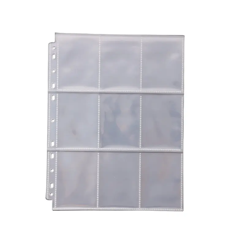 A4 Folders 11 Ring Pouch Filing Album Black Pockets Double-Sided Trading Card Pages Sleeves For 9-Pocket Clear Plastic Game Card