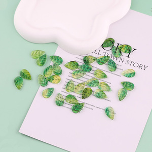 จี้รูปใบไม้แก้วไล่สีสองเฉดสี วัสดุทำเครื่องประดับ DIY สำหรับสร้อยข้อมือ สร้อยคอ และงานฝีมือ - Product Image 1