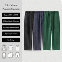 Pantalones Deportivos de Hip Hop, Corte Recto, Mezcla de Algodón y Poliéster Grueso, Felpa, Personalizados, Estilo Vintage, Lavados con Piedras, para Hombre