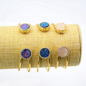 Bracelets ronds en cristal plaqué or 18k, accessoires de mode coréenne, bijoux en cristal naturel pour femmes, ajustables, bon marché - Product Image 1