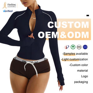 Sous-Vêtement <span class=keywords><strong>Lulu</strong></span> Personnalisé, Haut de Sport à Manches Longues, <span class=keywords><strong>Cardigan</strong></span> de Yoga Séchage Rapide, Veste Courte Cintrée à Fermeture Éclair Color-Block Devant - Product Image 1