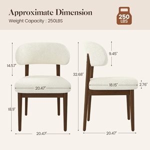 Arched Back Teddy Fabric Dining <b>Side</b> Chairs Ergonomic Upholstered Rubber Wood Dining Chairs for Restaurant Cafe Bistro - Product Image 6