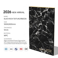 Panel de Pared WPC con Efecto Mármol Negro Dorado de Lujo, Colección de Vetas Blancas y Negras de 9 mm, Revestimiento de Pared Interior Impermeable e Ignífugo